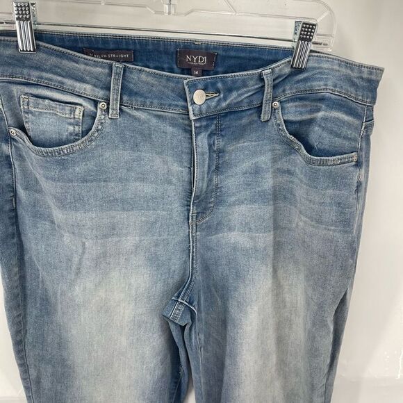 NYDJ Womens Marilyn Straight Jeans Tapered Lift Tuck Tapered 5 Pocket Blue 14 - Picture 6 of 8